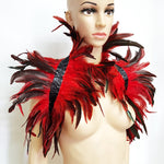 Victorian Feather Elegance Shawl - gothic grunge Cosplay Women Feather Shoulder Wrap