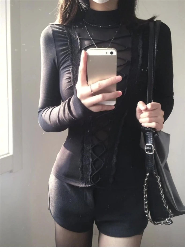 Ravenveil Lace-Up Gothic Top