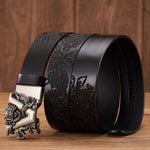 CyberDrake Genuine Leather Belt - Cyberpunk Alternative Futuristic Cool Carving Dragon Pattern Belt