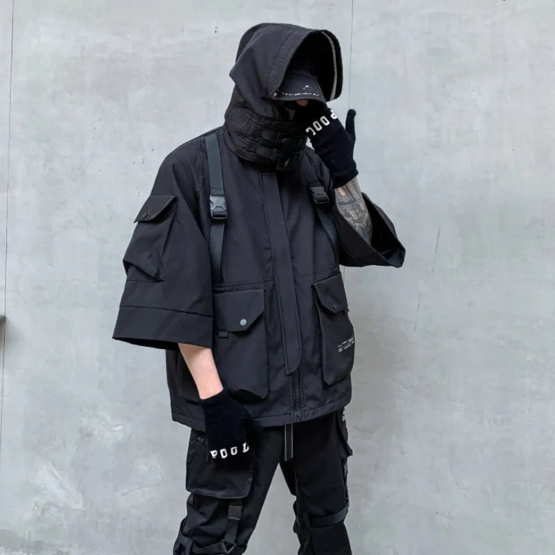 Stealth Urban Operative Jacket - Techwear Cargo Men Harajuku  Tactical Hooded Coats Streetwear Multi-Pocket All-weather
