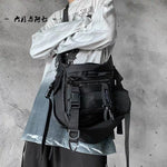 Raven Noir Techwear Satchel - Shoulder Gothic Black Crossbody Messenger Tote Bags For Men Women Hip Hop Techwear Satchel Waist Goth Postman