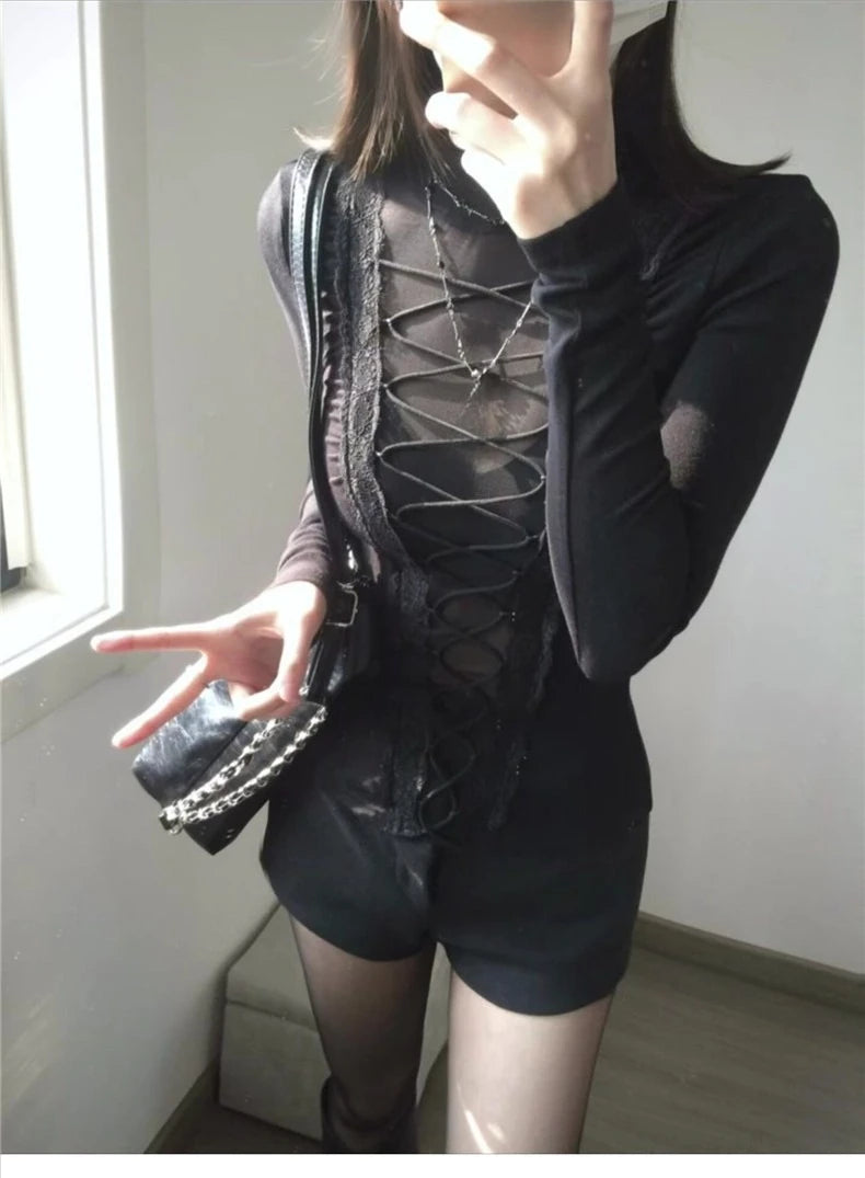 Ravenveil Lace-Up Gothic Top