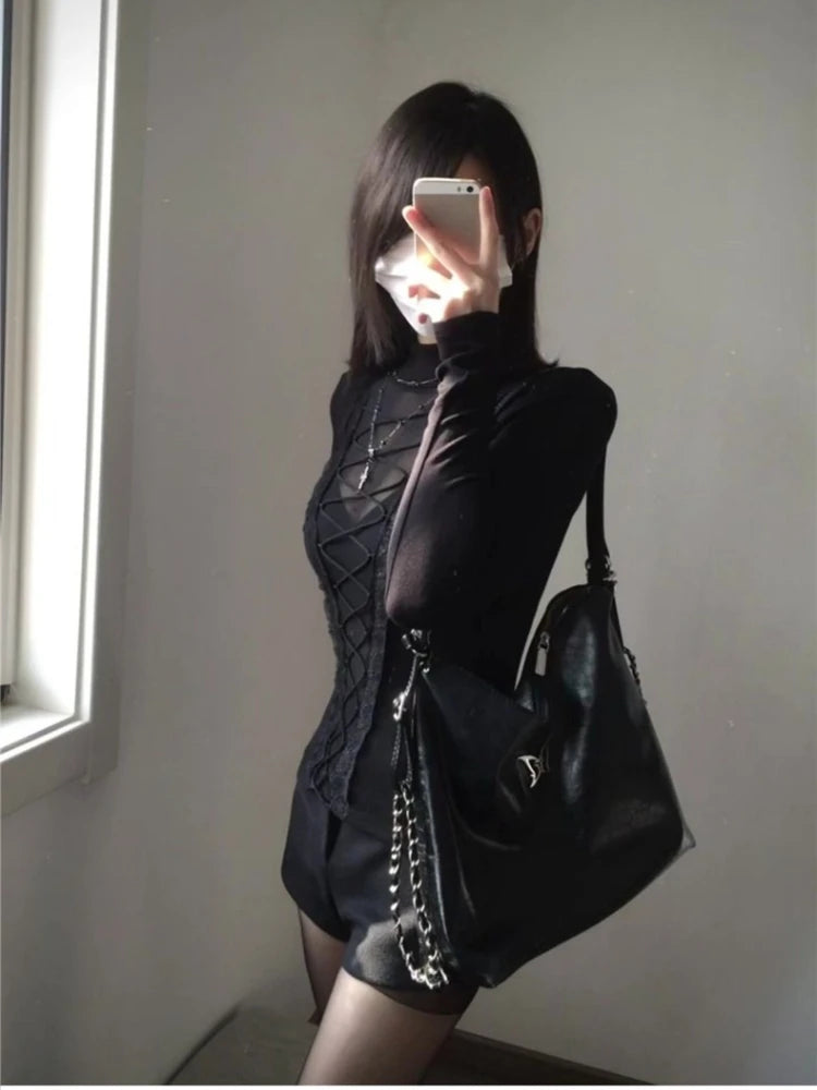 Ravenveil Lace-Up Gothic Top
