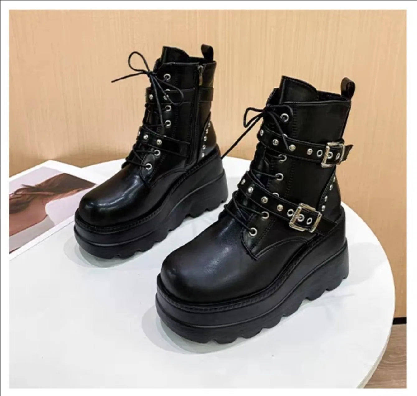 Rebel Riot Buckle Platform Boots