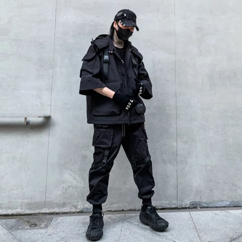 Stealth Urban Operative Jacket - Techwear Cargo Men Harajuku  Tactical Hooded Coats Streetwear Multi-Pocket All-weather