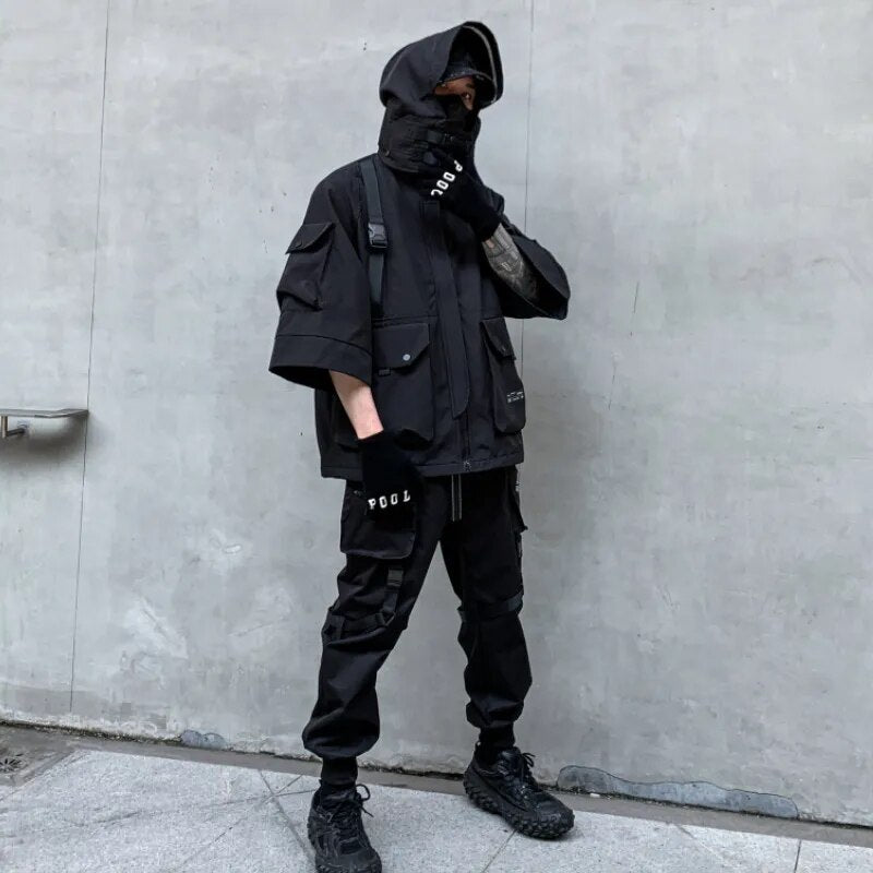 Stealth Urban Operative Jacket - Techwear Cargo Men Harajuku  Tactical Hooded Coats Streetwear Multi-Pocket All-weather
