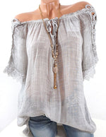 Casual Elegance Lace-Detail Summer Blusas De Mujer- Cottagecore Bohemian