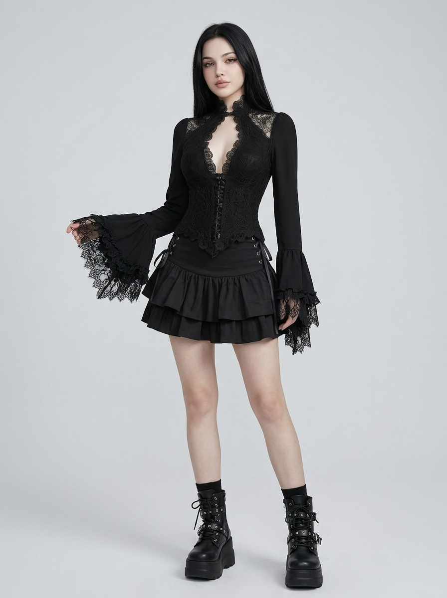 Ravenna Lace-Up Gothic Blouse