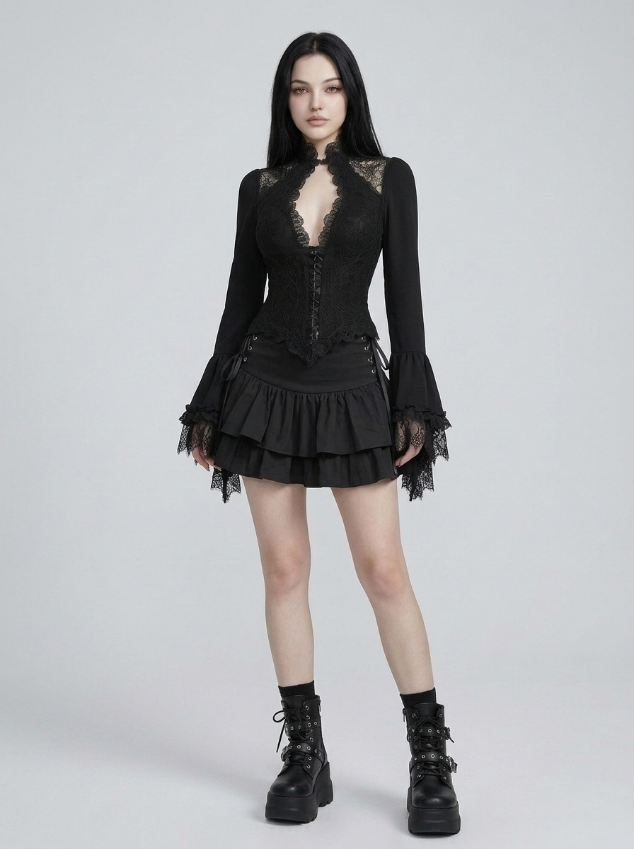 Ravenna Lace-Up Gothic Blouse