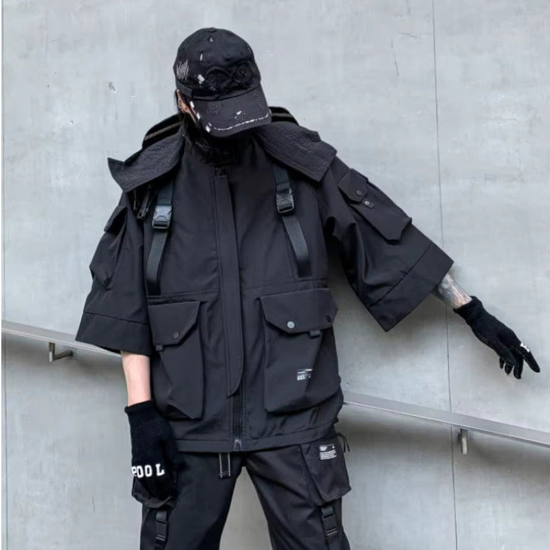 Stealth Urban Operative Jacket - Techwear Cargo Men Harajuku  Tactical Hooded Coats Streetwear Multi-Pocket All-weather