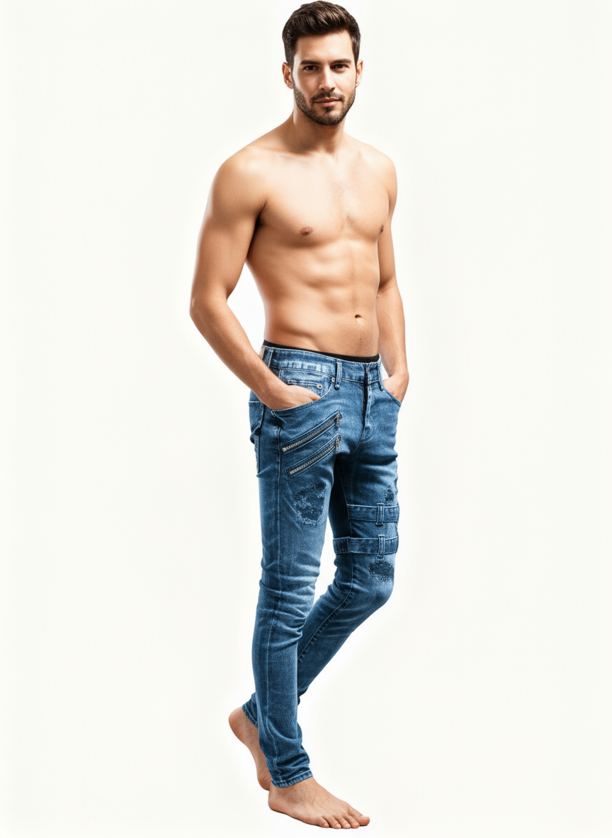 Obsidian Strapped Distressed Jeans