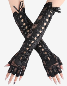 Midnight Lattice Lace-Up Gloves