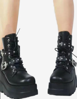 Rebel Riot Buckle Platform Boots