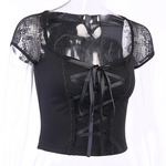 Gothic Lace Blouse - Gothic Crop top cyber goth clothing Cyberpunk Clothing Dark Academia Cyber Fashion Edgy Clothing Alt Clothing