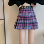 Harajuku Purple Paid Skirt - Gothic Plaid Skirt Women Y2k Cyber goth Cyberpunk Dark Academia Cyber Fashion Edgy Alt Dark Academia Harajuku