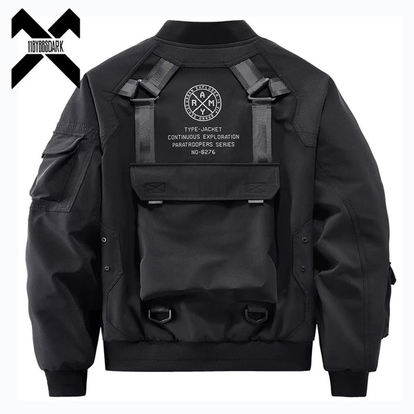 TactiFusion Multi-Pocket Techwear Bomber - Tactical Jacket Men Functional Multi Pockets Coats Windbreaker  Streetwear
