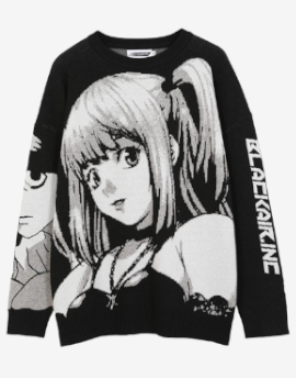 Anime Girl Knitted Sweater - Hip Hop Streetwear Sweaters Vintage Pullover Women 2021 Japanese Harajuku Tops Spring Pullover