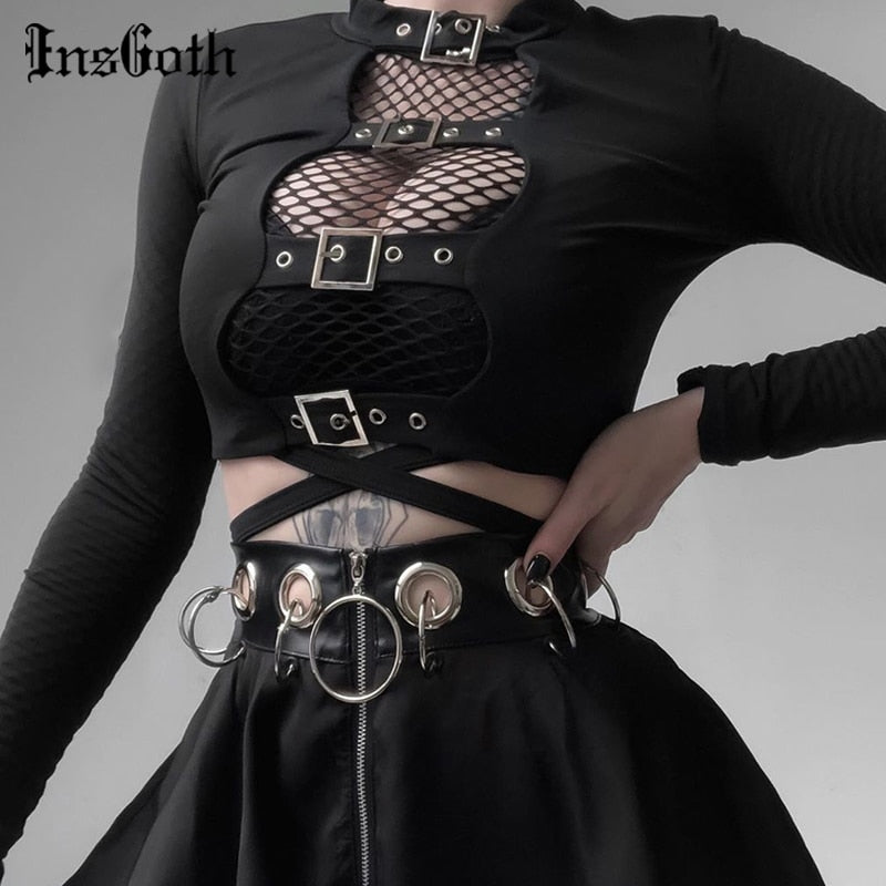 Gothic Crop Top - cyber goth clothing Cyberpunk Clothing Dark